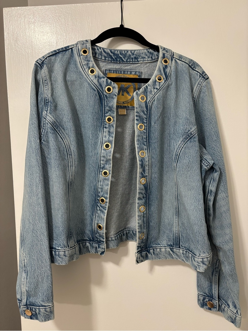 Michael Kors Light Blue Denim Jacket with Gold Eyelets